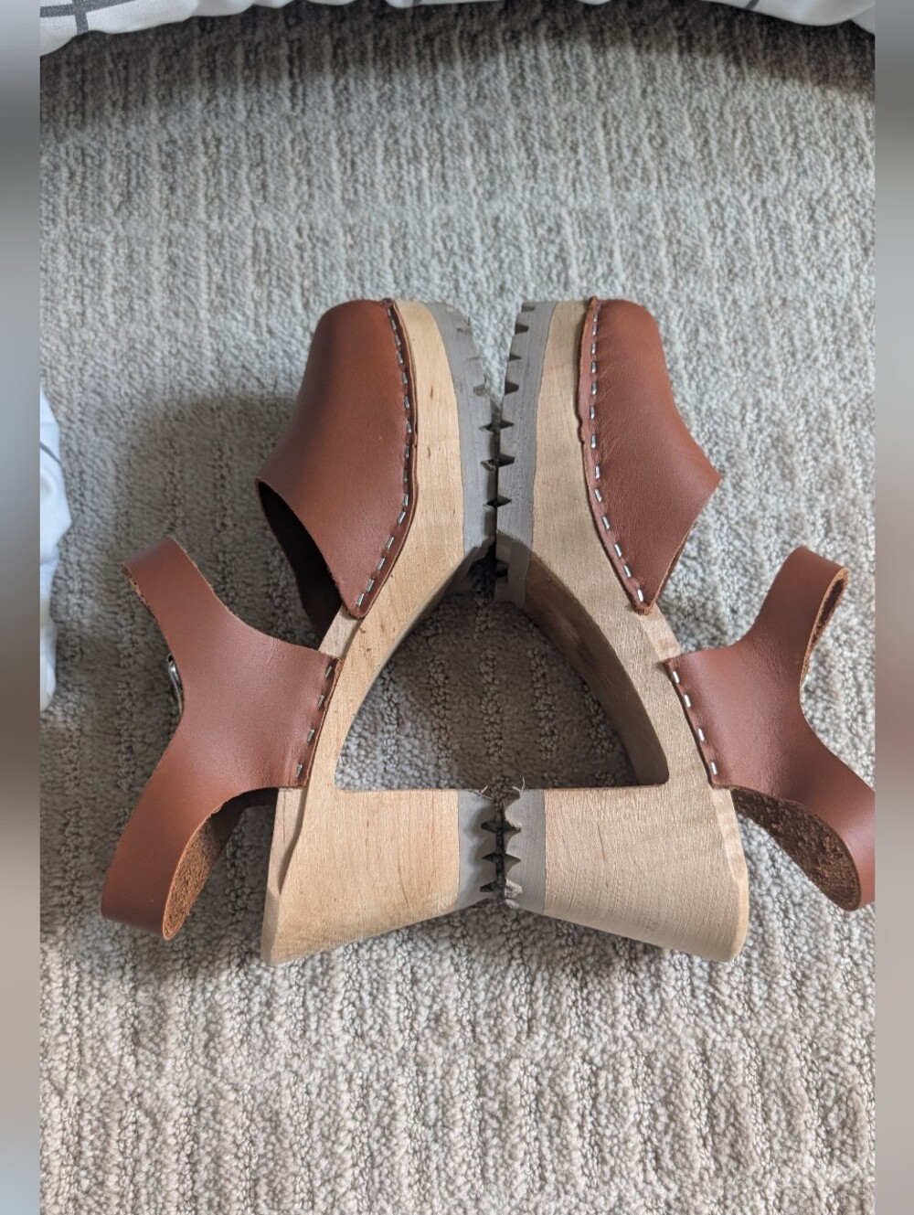 MIA Chestnut Brown Leather Clog Heels with Buckle - Picture 6 of 8